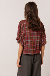BLOUSE COURTE À CARREAUX MULTICOLORES