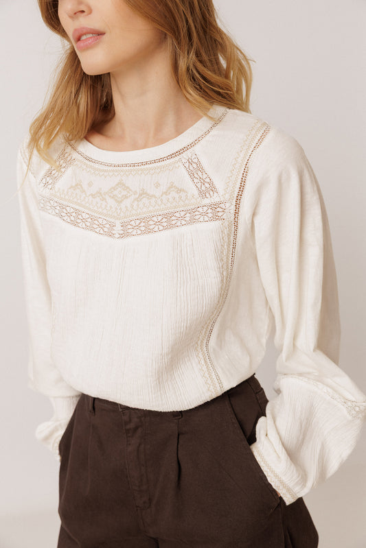 COMBINATION BLOUSE WITH CONTRAST EMBROIDERY 1