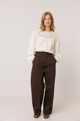 COMBINATION BLOUSE WITH CONTRAST EMBROIDERY