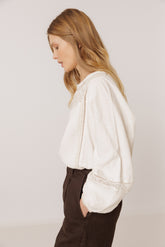 COMBINATION BLOUSE WITH CONTRAST EMBROIDERY