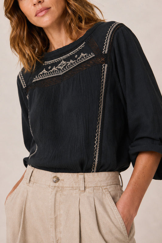 BLUSA COMBINADA BORDADO A CONTRASTE 2