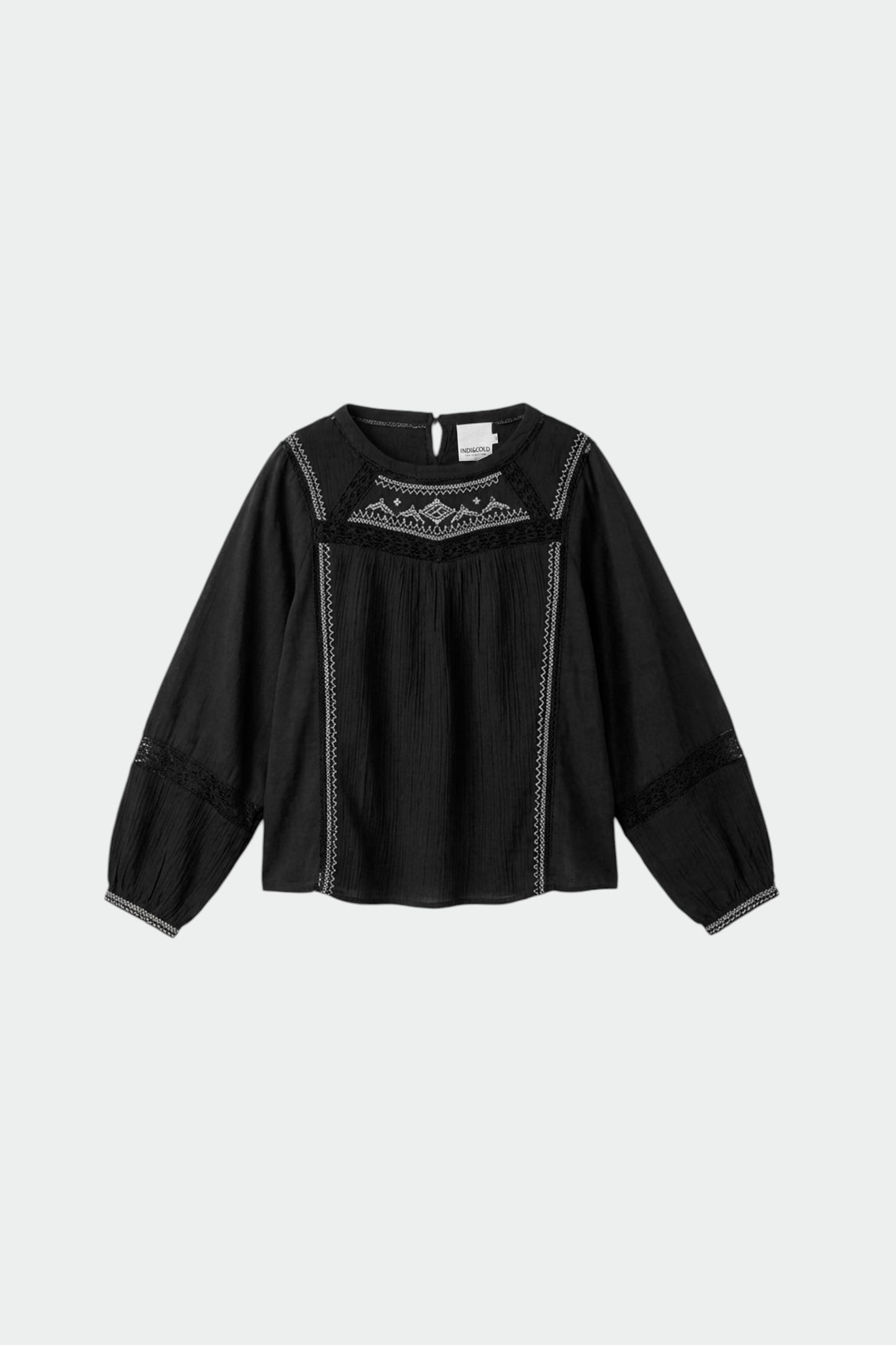 BLUSA COMBINADA BORDADO A CONTRASTE
