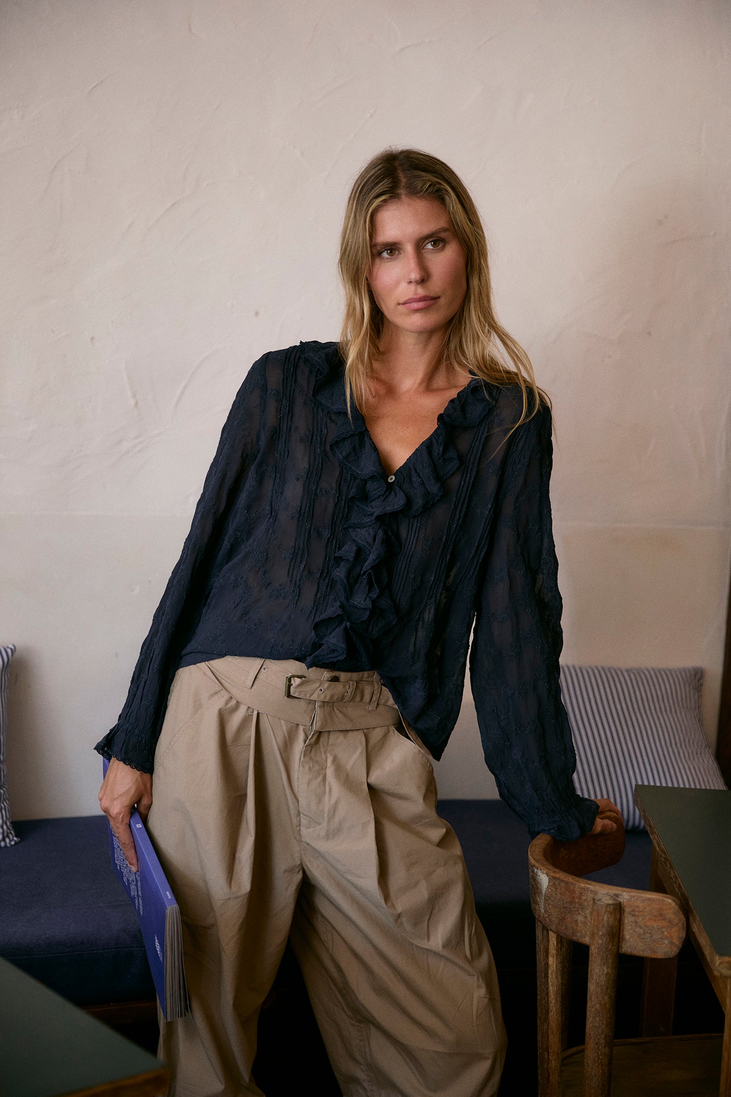 EMBROIDERED ROMANTIC RUFFLE SHIRT
