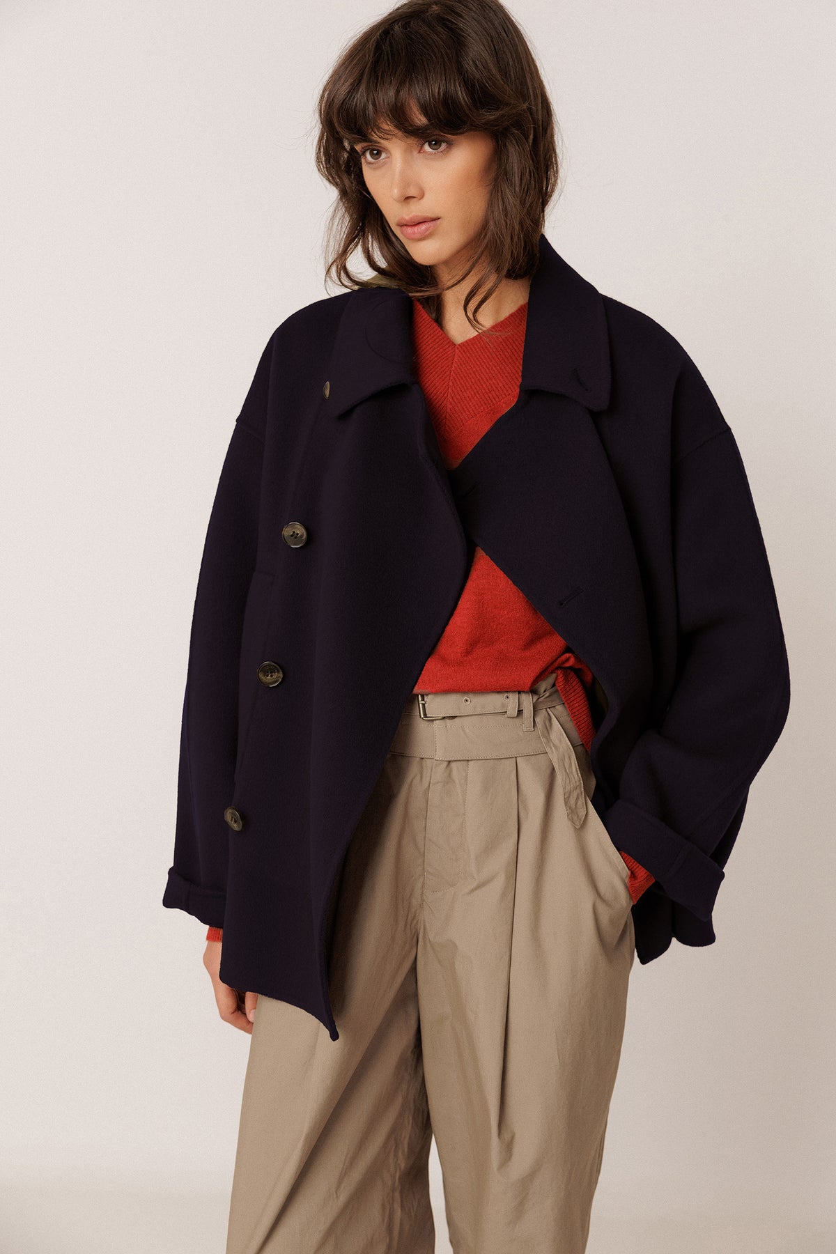 DOUBLE-BREASTED WOOL COAT