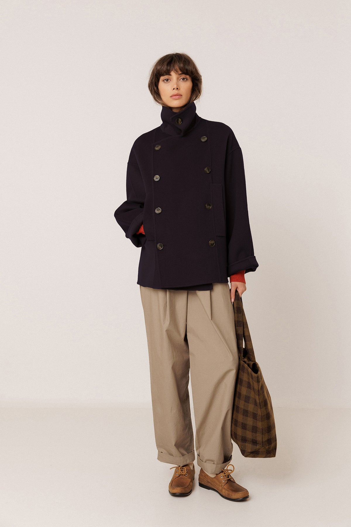 DOUBLE-BREASTED WOOL COAT