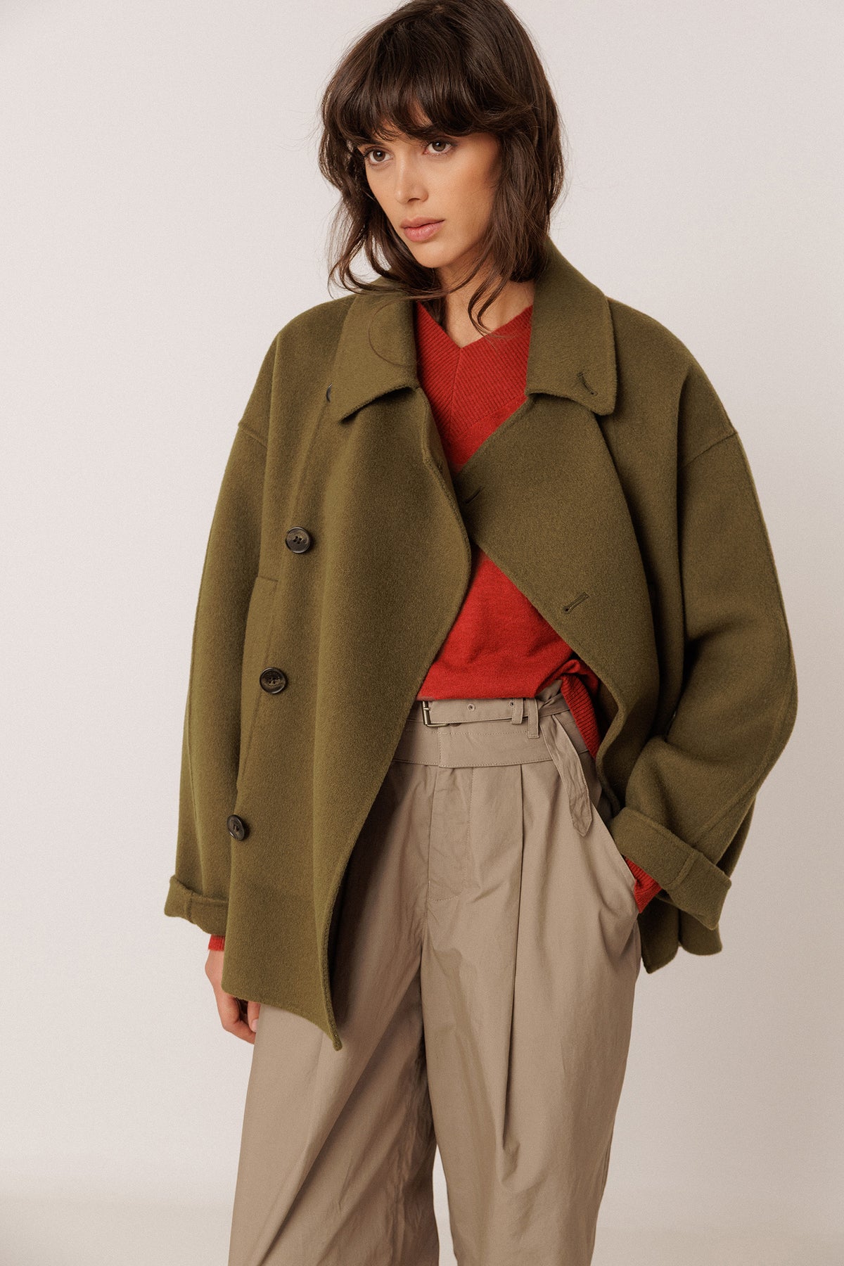DOUBLE-BREASTED WOOL COAT