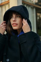 WOOL MAXI COAT WITH HOOD