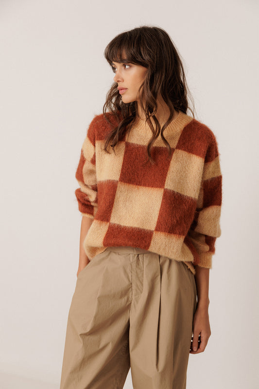 BRUSHED-EFFECT PLAID SWEATER 1