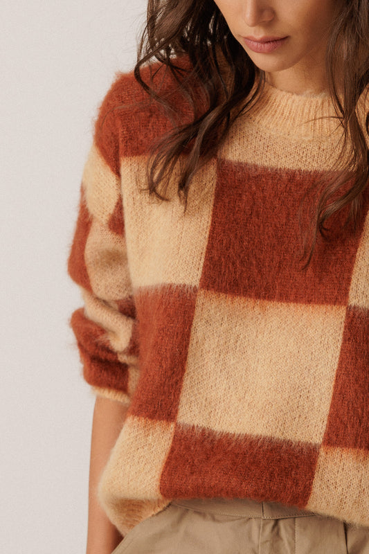 BRUSHED-EFFECT PLAID SWEATER 2