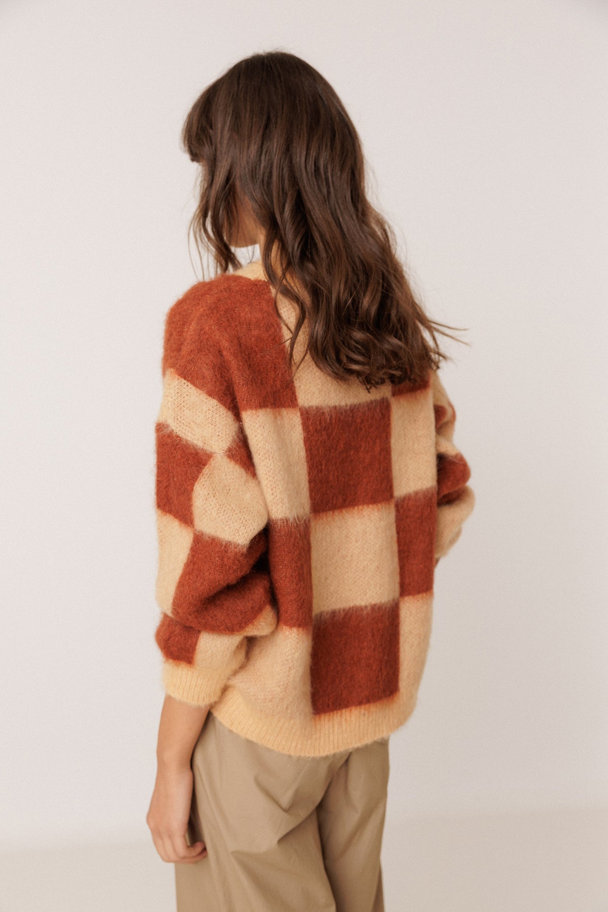 BRUSHED-EFFECT PLAID SWEATER