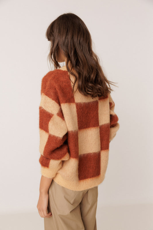 BRUSHED-EFFECT PLAID SWEATER 4