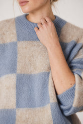 BRUSHED-EFFECT PLAID SWEATER
