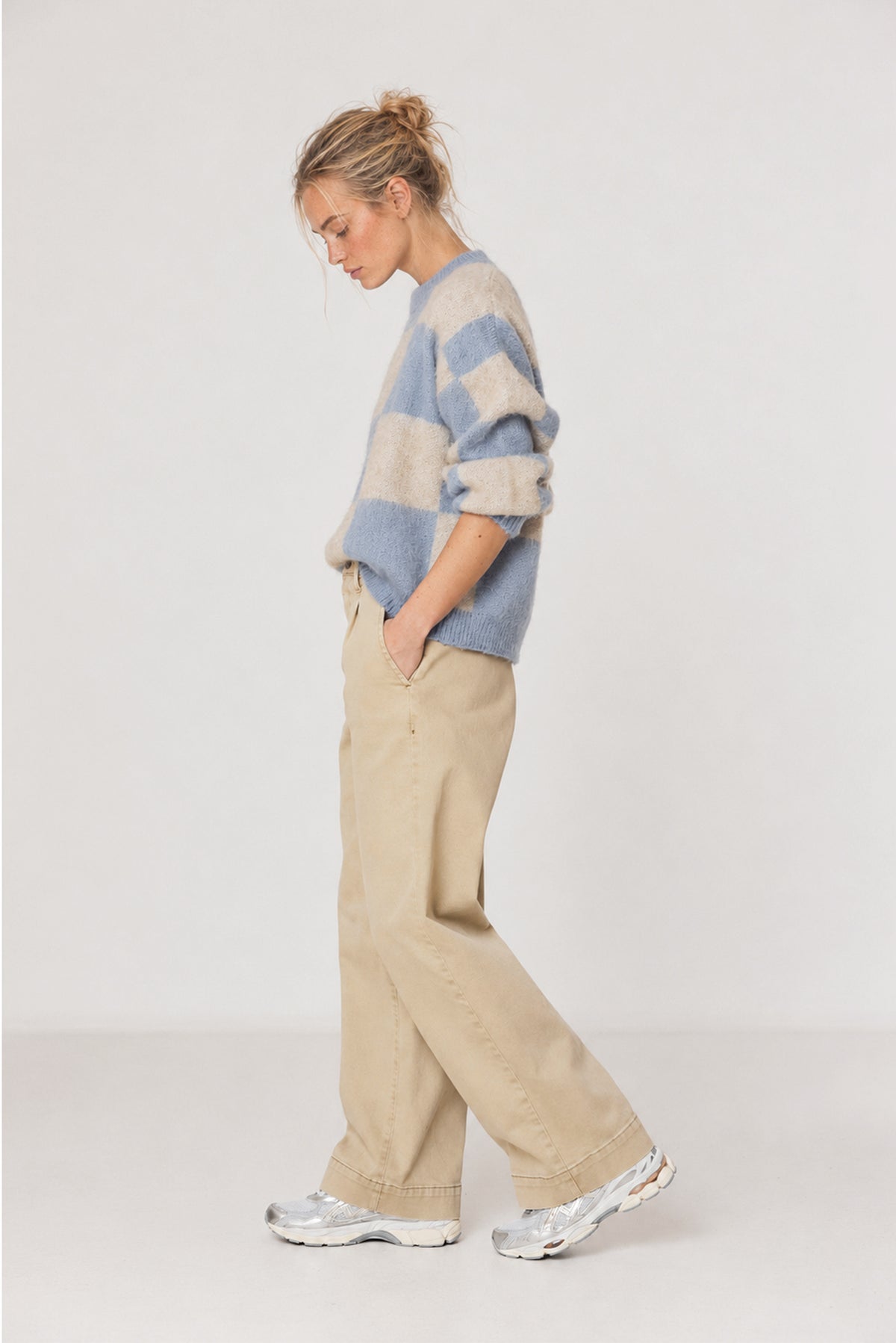 BRUSHED-EFFECT PLAID SWEATER