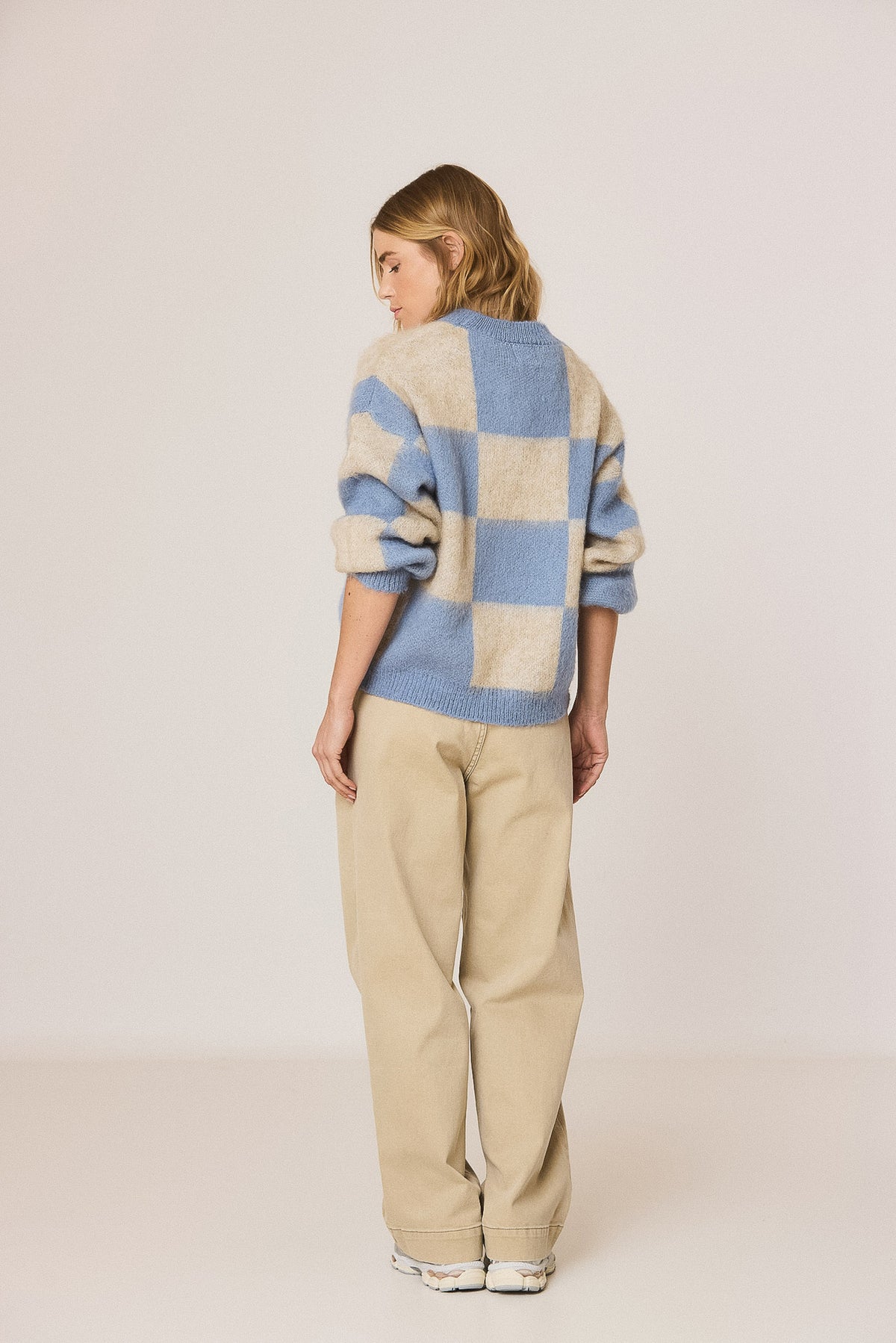 BRUSHED-EFFECT PLAID SWEATER