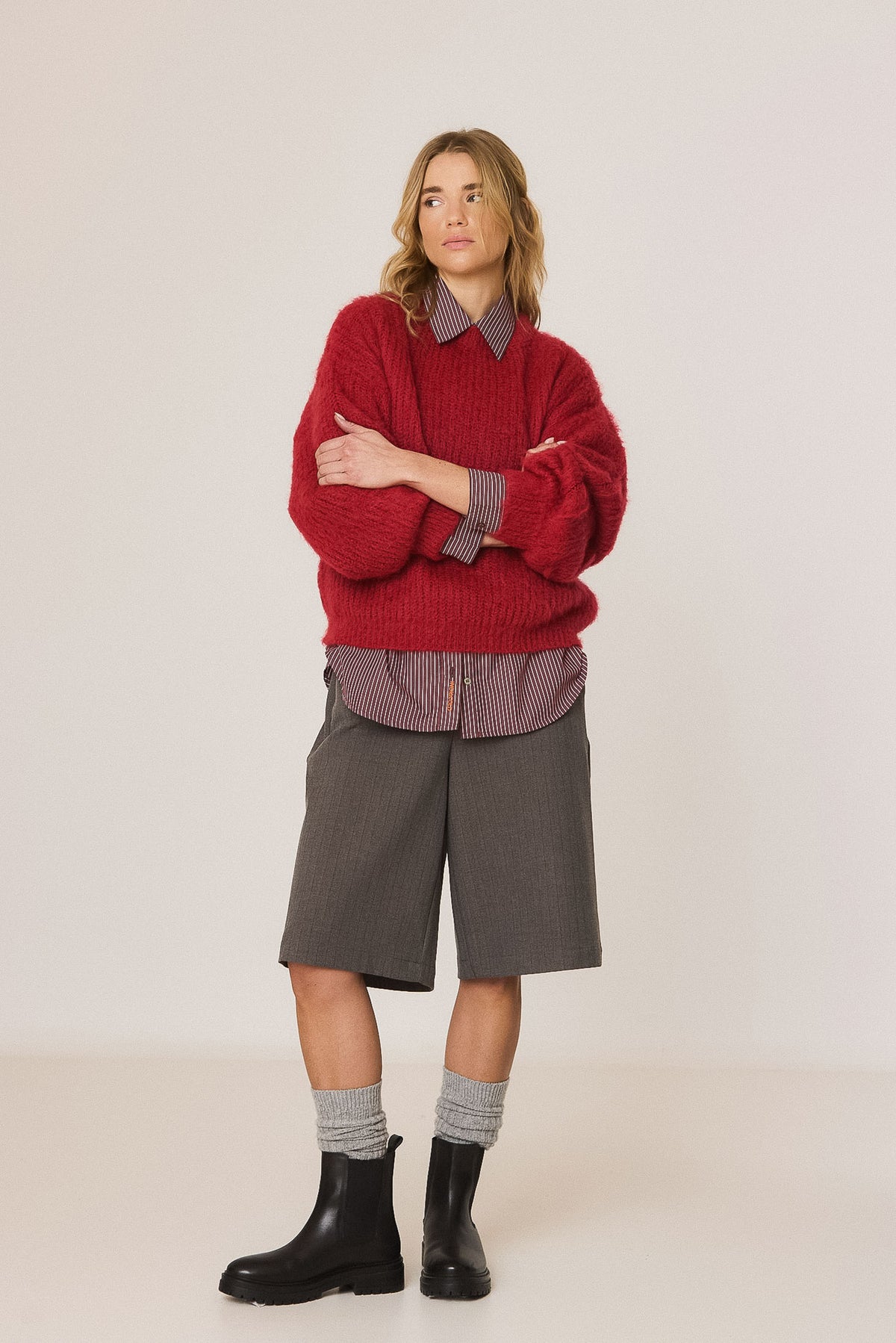BRUSHED-EFFECT MOHAIR SWEATER