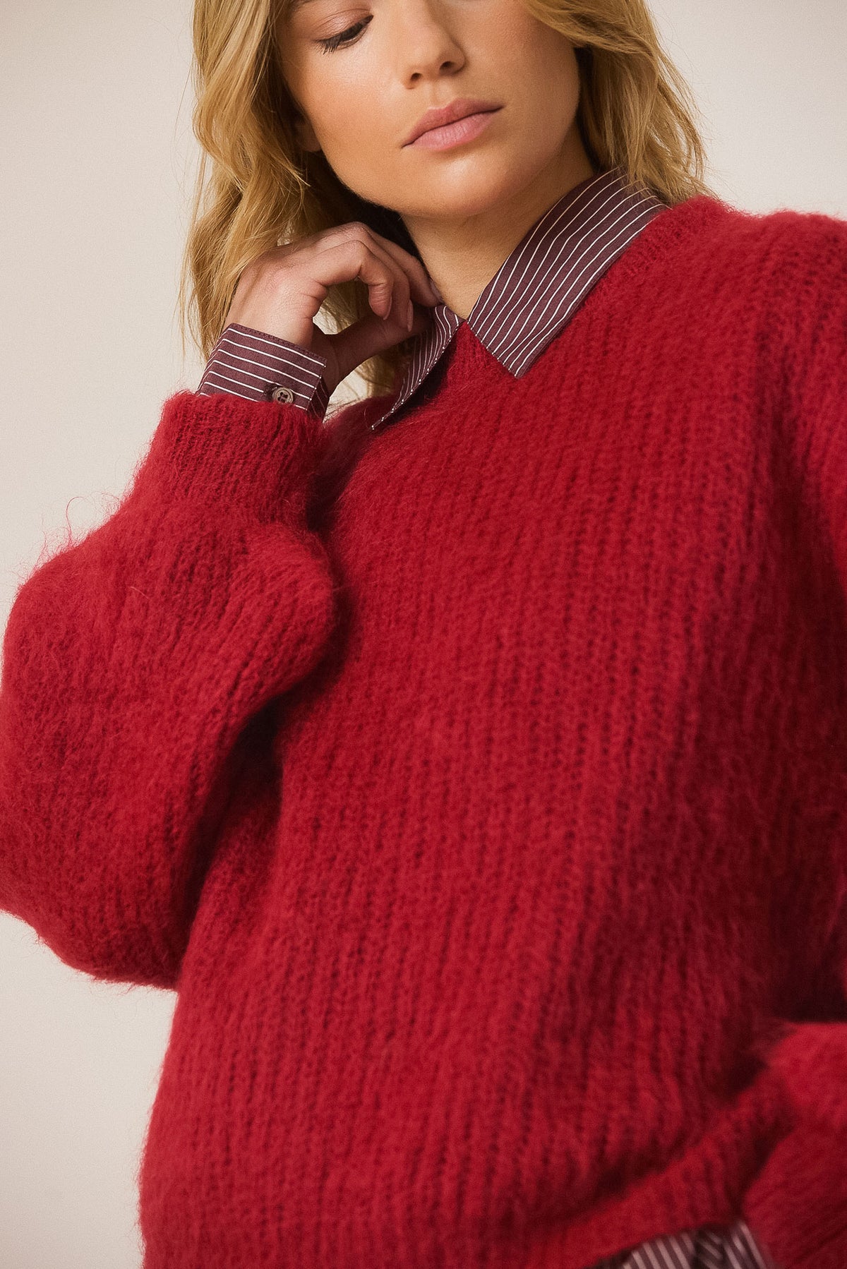 BRUSHED-EFFECT MOHAIR SWEATER