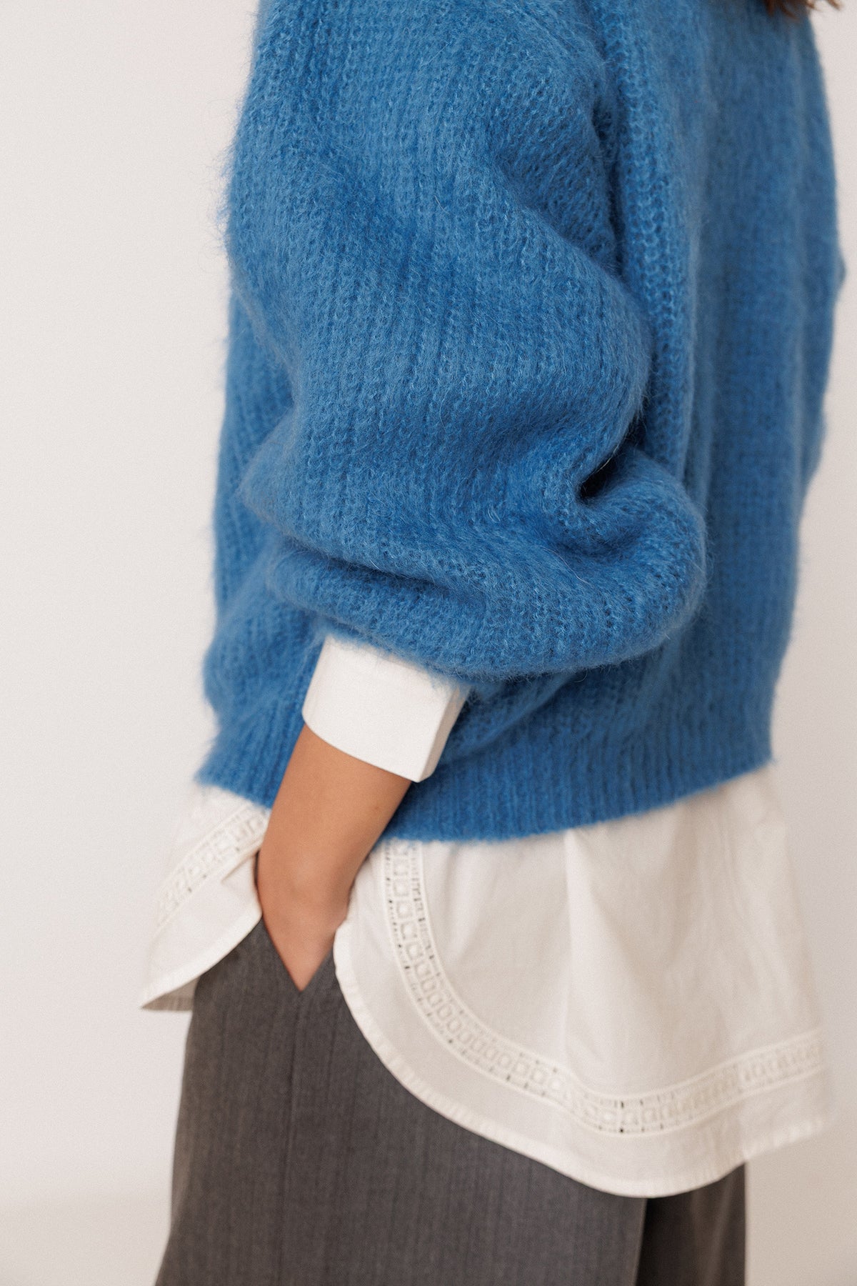 BRUSHED-EFFECT MOHAIR SWEATER