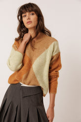 ALPACA MAXI-DIAMOND INTARSIA SWEATER