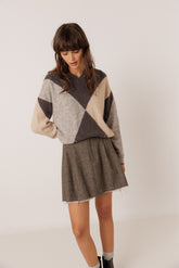 ALPACA MAXI-DIAMOND INTARSIA SWEATER