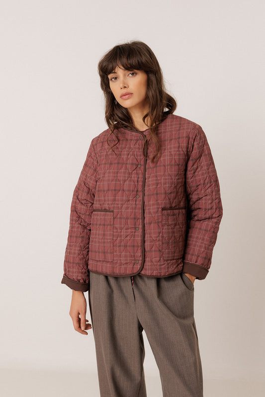TARTAN-PRINT QUILTED JACKET 2