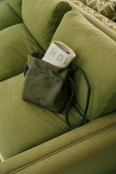 RUCHED-LEATHER SLING BAG