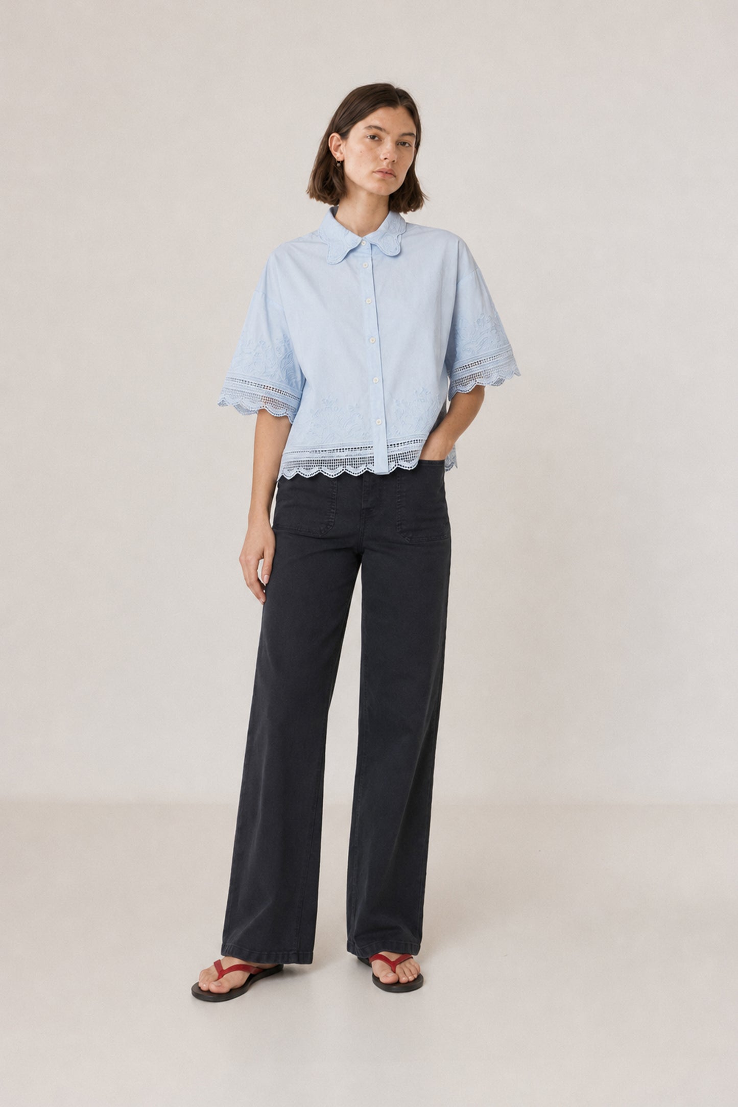 EMBROIDERED POPLIN SHIRT