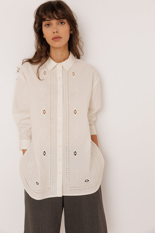 EMBROIDERED POPLIN MAXI SHIRT 2