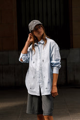 EMBROIDERED POPLIN MAXI SHIRT