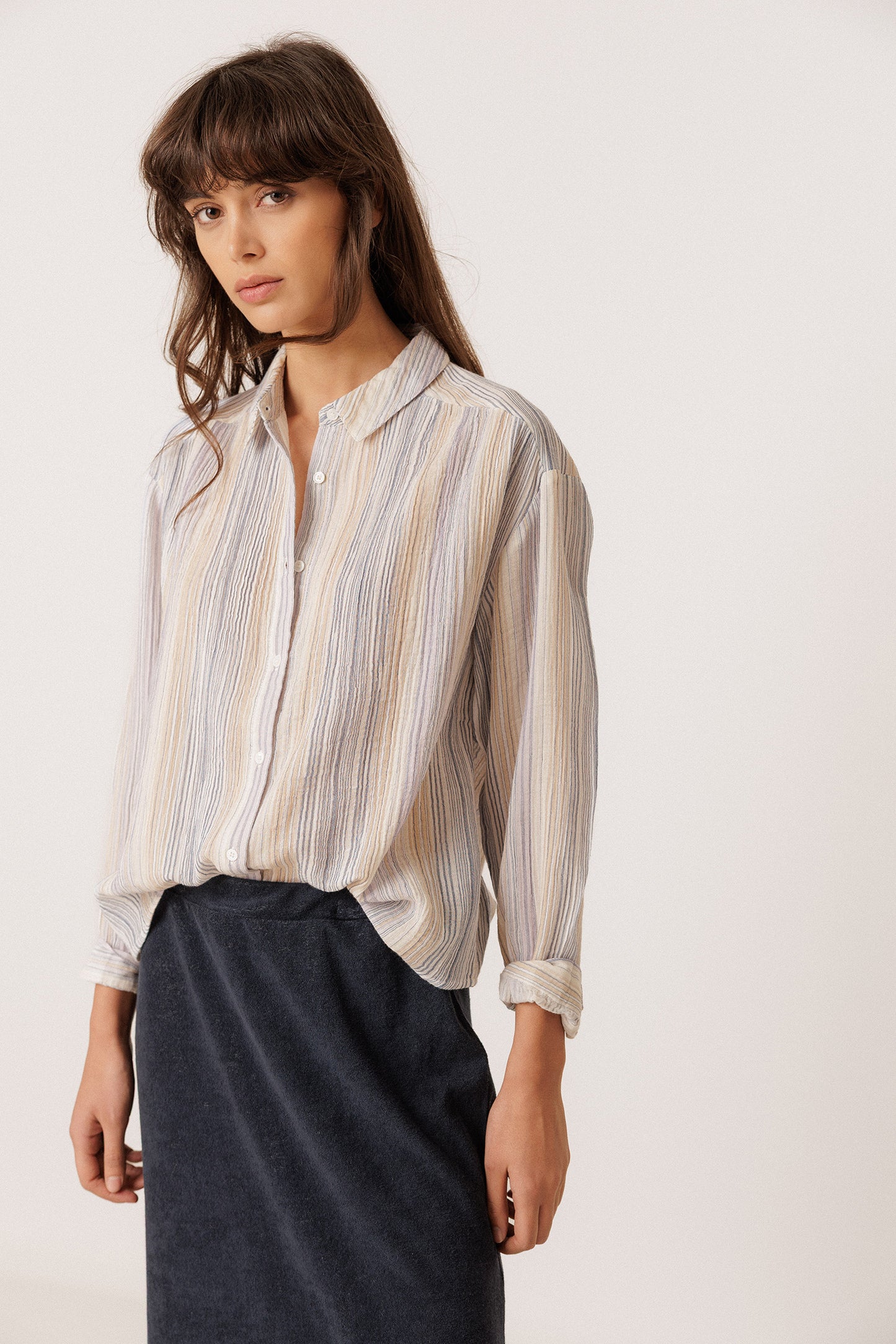 STRIPED DOUBLE-GAUZE SHIRT