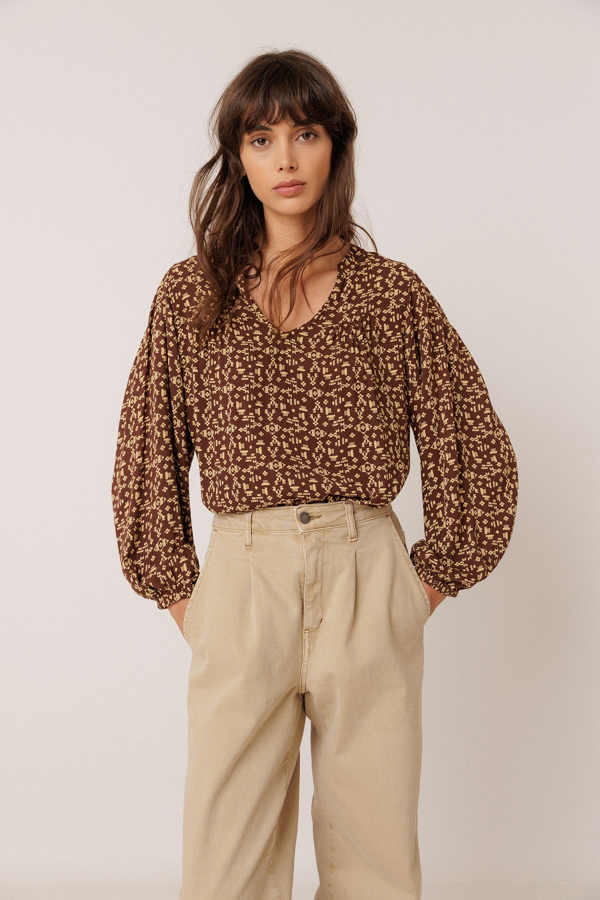 ETHNIC-PRINT BLOUSE