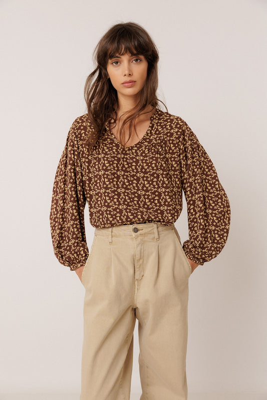 ETHNIC-PRINT BLOUSE 1