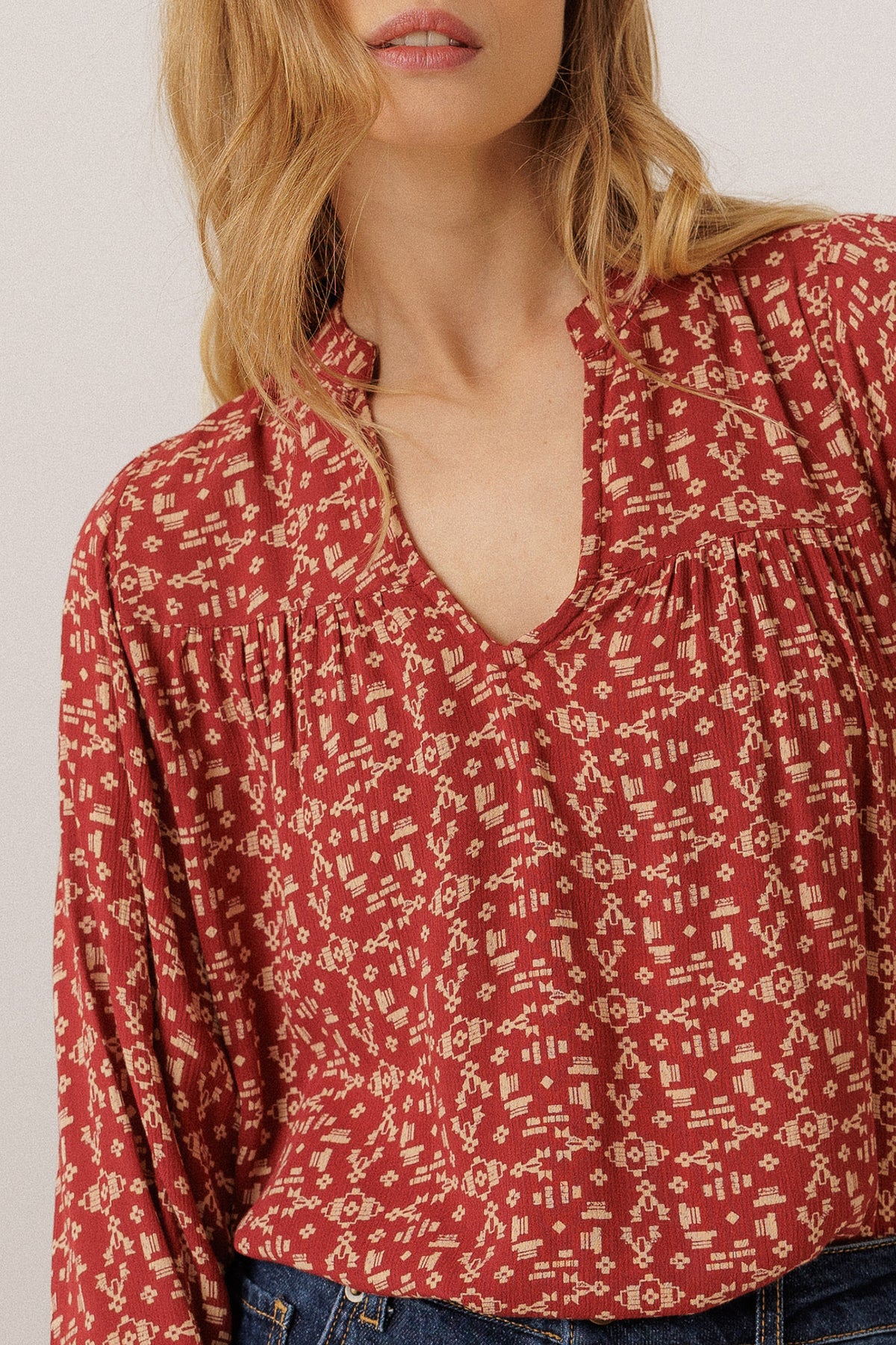 ETHNIC-PRINT BLOUSE