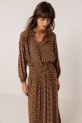 ETHNIC-PRINT BLOUSE + MAXI SKIRT