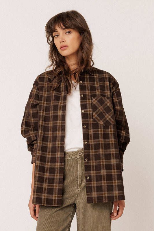 OVERSIZE CHECKERED MICRO-CORDUROY SHIRT 1
