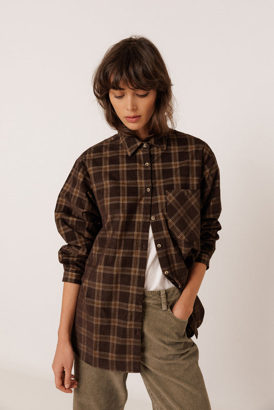 OVERSIZE CHECKERED MICRO-CORDUROY SHIRT 2