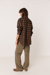 OVERSIZE CHECKERED MICRO-CORDUROY SHIRT