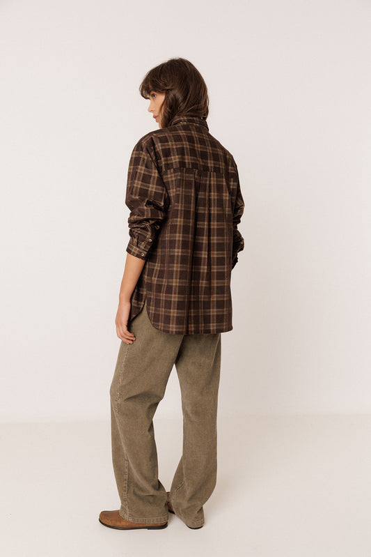 OVERSIZE CHECKERED MICRO-CORDUROY SHIRT 3