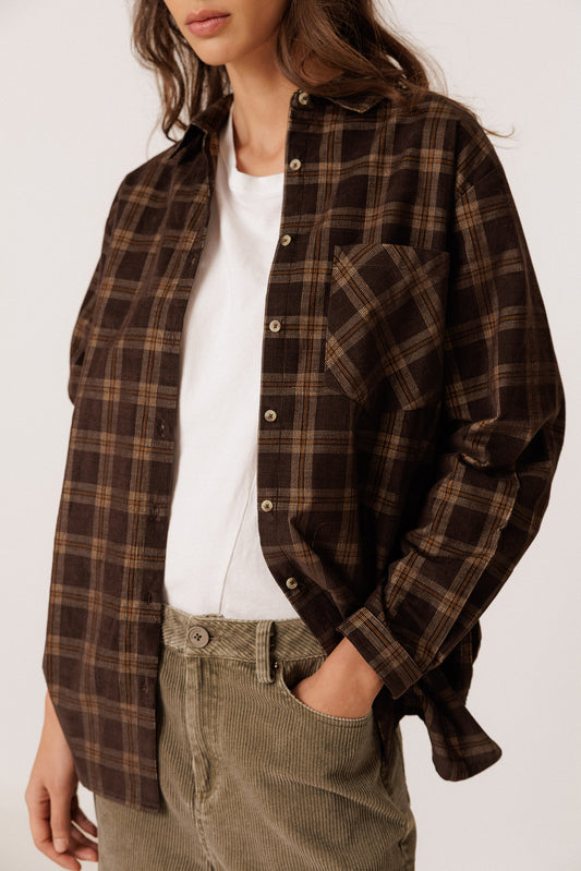 OVERSIZE CHECKERED MICRO-CORDUROY SHIRT 4