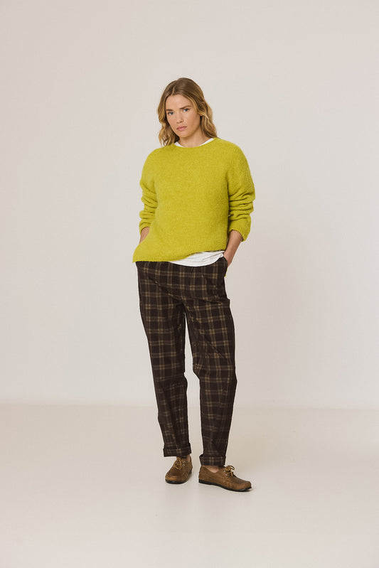 ELASTIC MICRO-CORDUROY CHECKERED PANTS 1