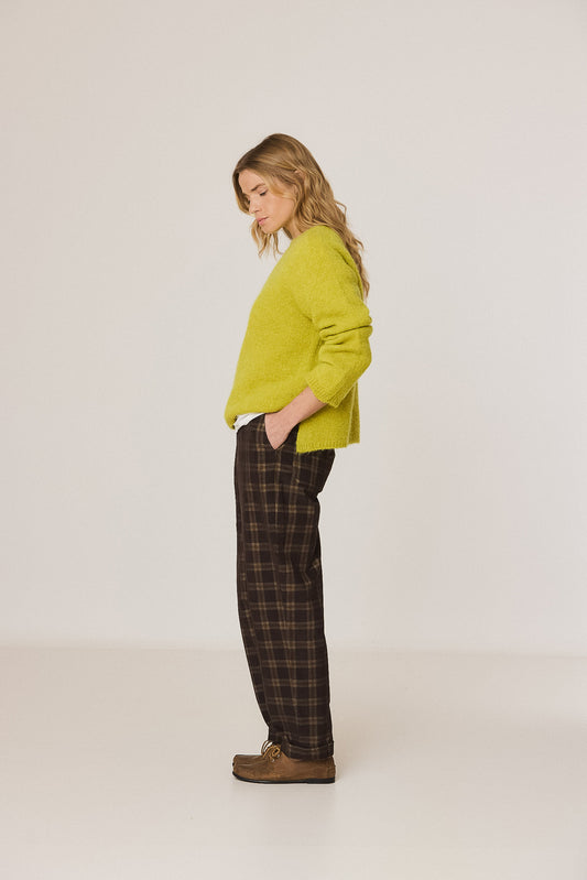 ELASTIC MICRO-CORDUROY CHECKERED PANTS 2