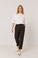 ELASTIC MICRO-CORDUROY CHECKERED PANTS