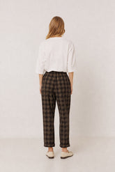 ELASTIC MICRO-CORDUROY CHECKERED PANTS