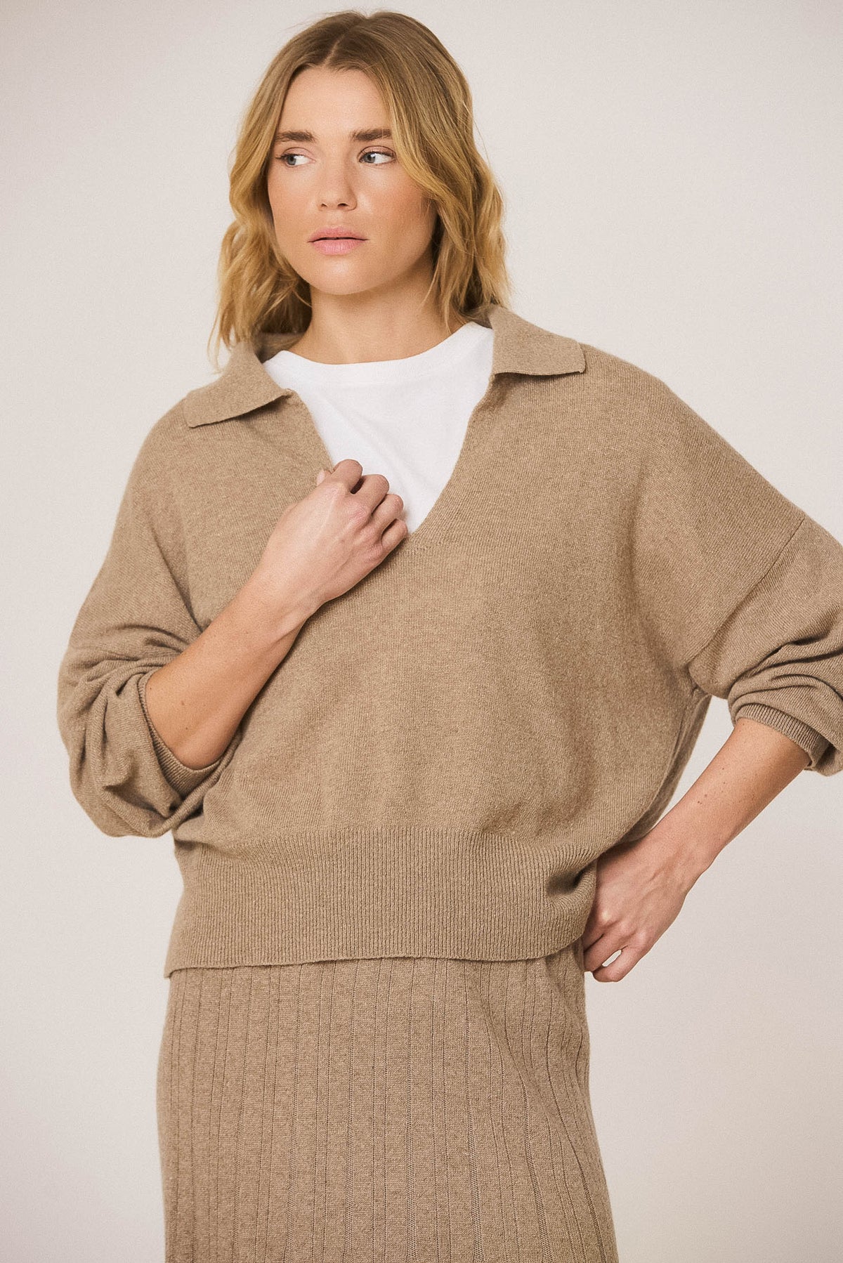 PULL POLO AVEC CACHEMIRE
