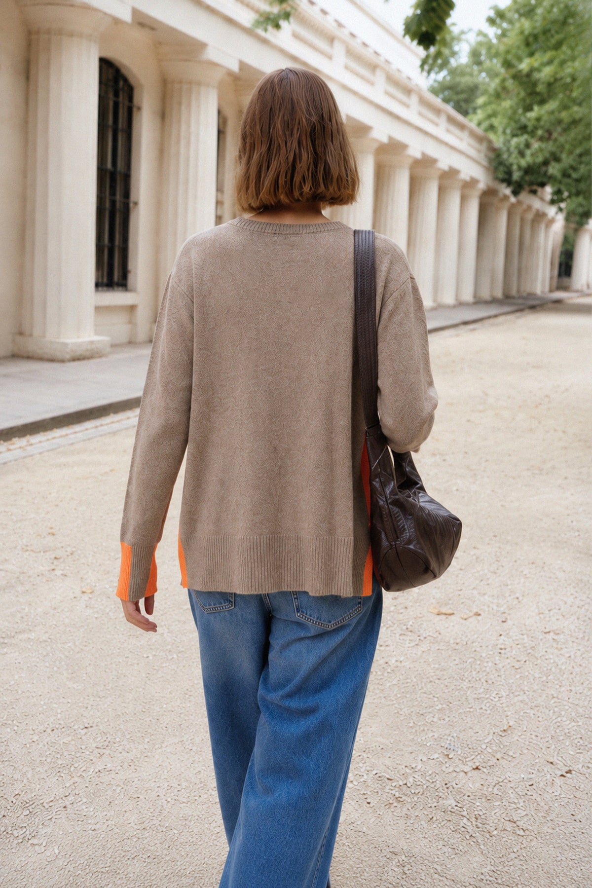 FLUORESCENT-DETAIL SWEATER WITH CASHMERE