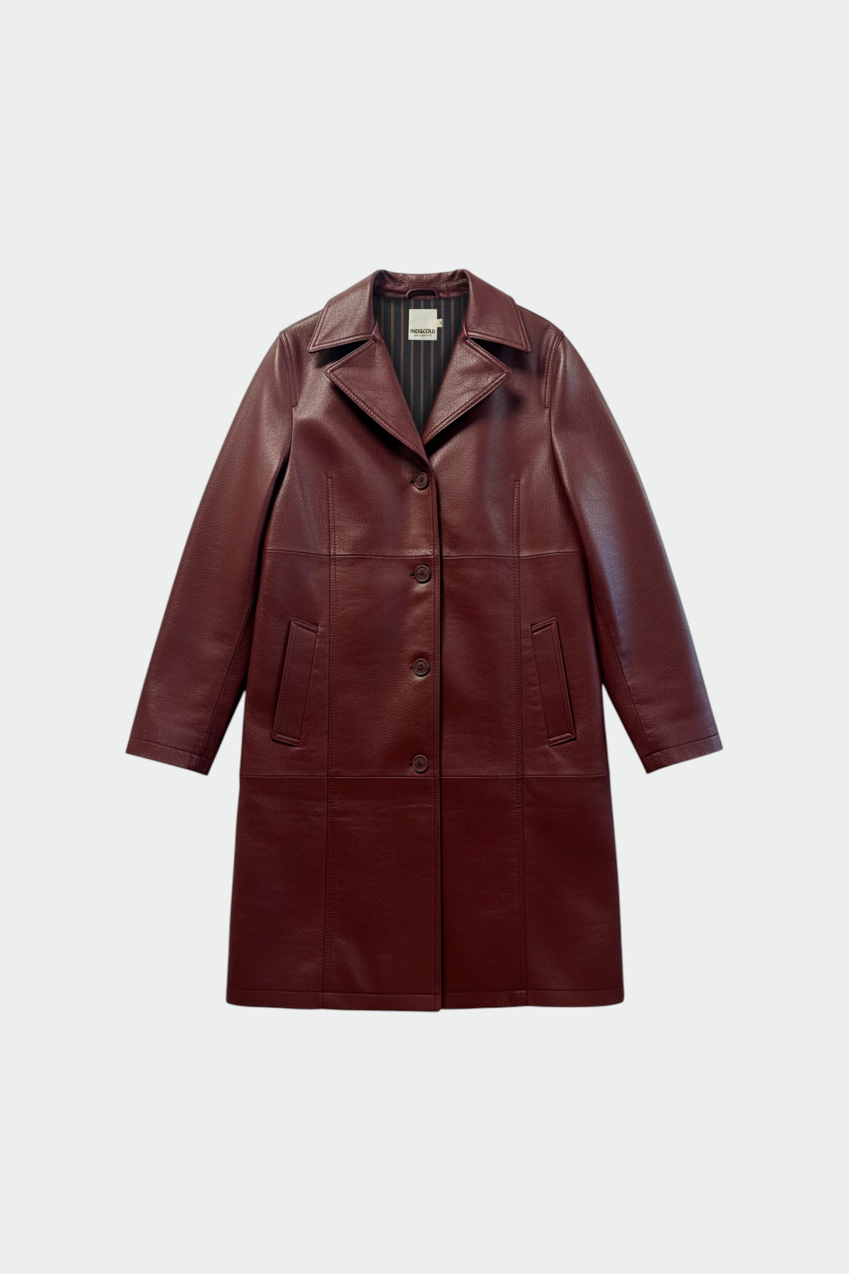 LONG LEATHER-EFFECT COAT