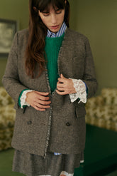 FRAYED WOOL BLAZER