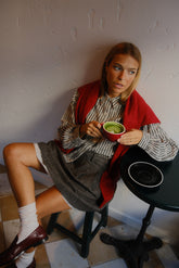 DOUBLE-EFFECT WOOL MINISKIRT