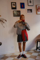 DOUBLE-EFFECT WOOL MINISKIRT