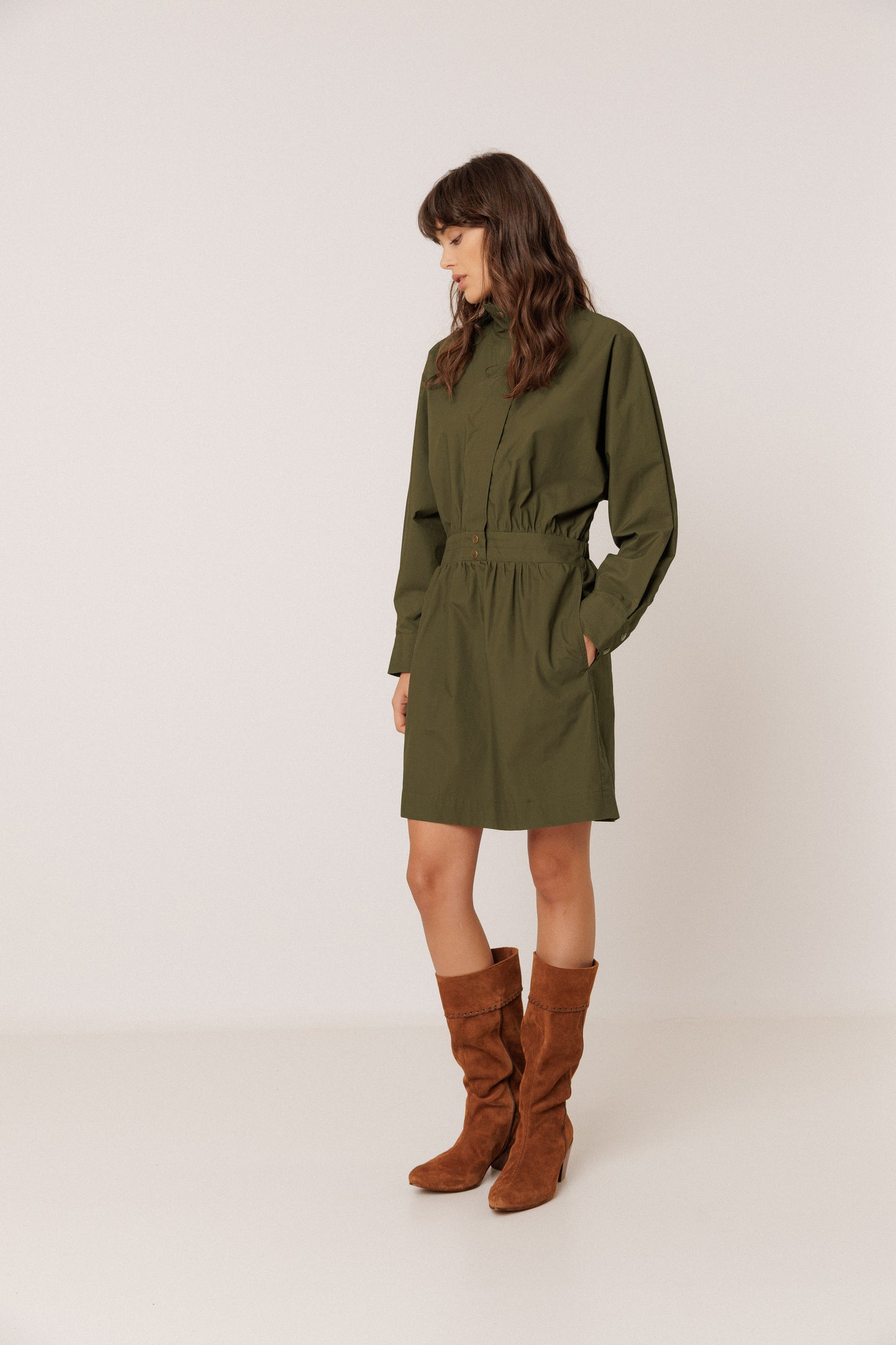 ROBE POPELINE COL MONTANT
