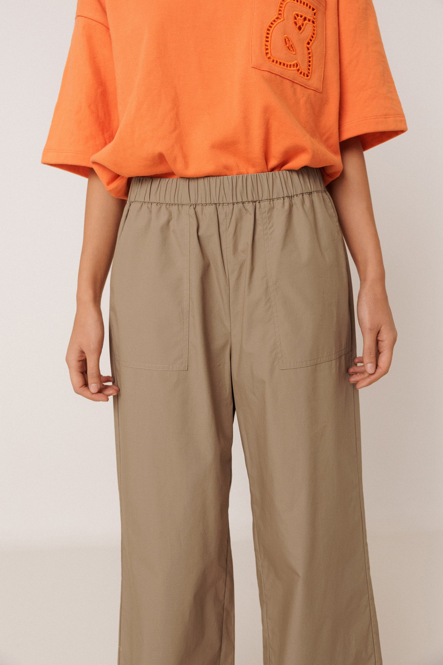 ELASTIC POPLIN PANTS